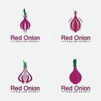 Plantilla de diseño de ilustración de icono de vector de logotipo de cebolla roja