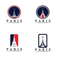 París y la torre eiffel logo vector icono ilustrador plantilla de diseño