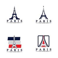 París y la torre eiffel logo vector icono ilustrador plantilla de diseño