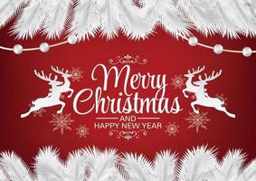 merry christmas and white reindeer art vector