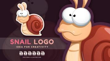 Cartoon character animal adorable snail - cute sticker vector