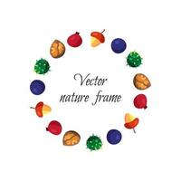 Vintage nuts, berry, fruits frame vector