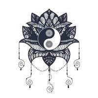 Vintage Yin and Yang in Lotus vector