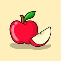Apple vector illustration with yellow background. simple red apple