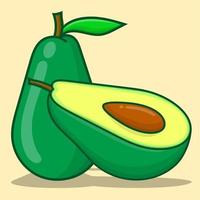 Ilustración de aguacate simple con vector aislado de fondo amarillo