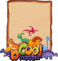 Plantilla de tablero vacío con muchos dinosaurios lindos sobre fondo blanco. vector