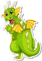 Green Dragon cartoon character sticker vector