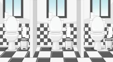 Empty scene with public toilet with cubicles vector