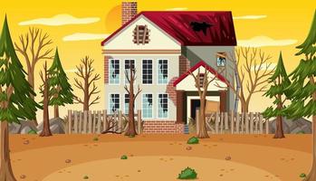 Scene with abandoned house at daytime vector