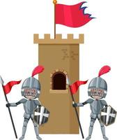 Two knight in front of castle vector