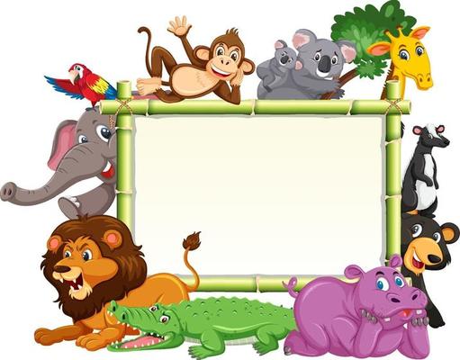 Empty banner with various wild animals