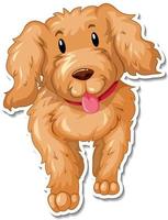 A sticker template of dog cartoon character vector