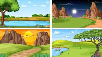 Four different scene of nature park and forest vector