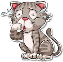 A sticker template of cat cartoon character vector