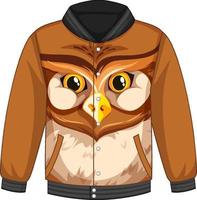 Front of bomber jacket with owl face pattern vector