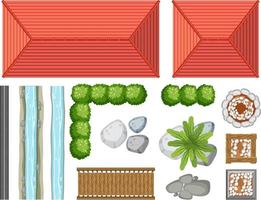 Top view of garden object and element vector