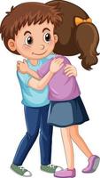 Two children hugging each other vector