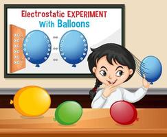 experimento de ciencia electrostática con chica científica vector