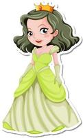 Beautiful princess cartoon character sticker vector