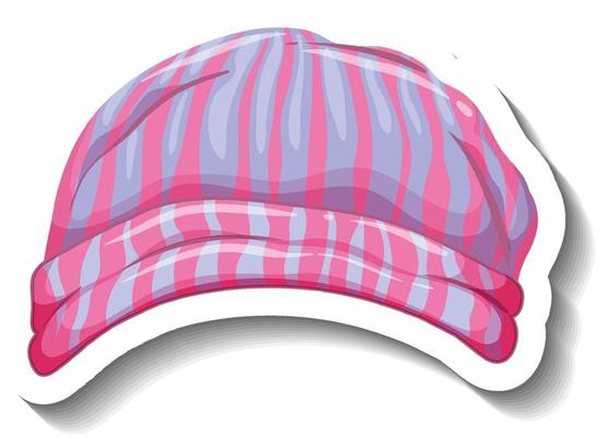 A sticker template with a pink beanie hat isolated