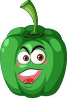 Green capsicum cartoon character with happy face expression vector