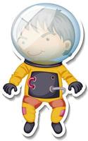 A sticker template with an astronaut cartoon character isolated vector