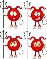 Set of Red Devil cartoon character with facial expression vector