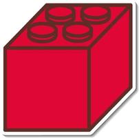 Sticker design with Red building block isolated vector