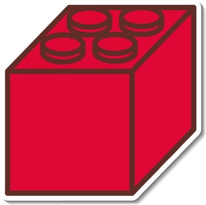 Sticker design with Red building block isolated