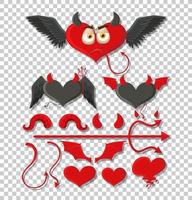 conjunto de decoración de objeto diablo y ángel vector