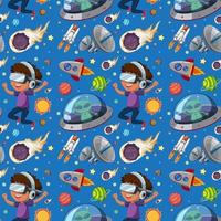 Science space kids seamless background vector
