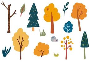 Trees and shrubs. Forest plants clipart collection. vector