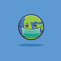 Angry World Wearing Mask vector