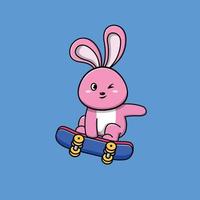 Cute Rabbit Playing Skateboard vector
