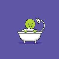 Cute Alien Shower In Bathub vector