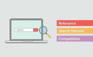 seo keyword attribute with three most important things vector