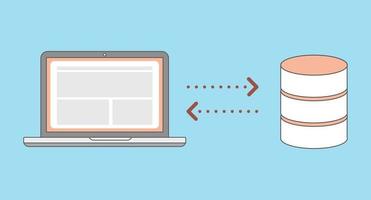 el sitio web funciona transferir datos desde la computadora portátil del navegador y la base de datos vector