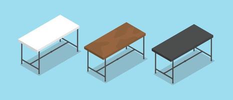 desk or table collection with flat style and isometric vector