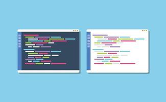 dark or white theme programming text editor compare vector