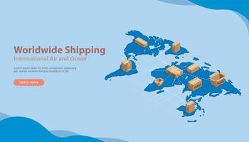 world wide international shipping business with free space vector