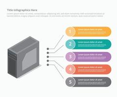 pc computadora personal con infografía de estilo isométrico vector