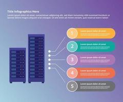 server data center collection infographic template banner website vector