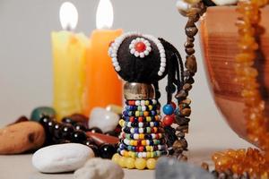 Close-up of occult altar for African Gods. Shamanism photo