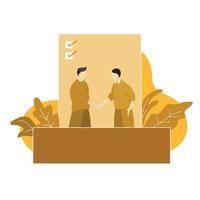 2 Men shaking hand flat illustration vector