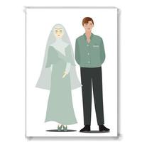 Bride and groom in green wedding outfit vector