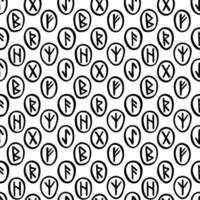 Scandinavian magic runes Halloween seamless pattern vector