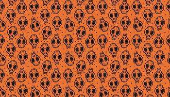 Halloween Doodle pattern Animal skull skeleton head with sharp teeth vector