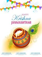 Happy Janmashtami festival background of India vector