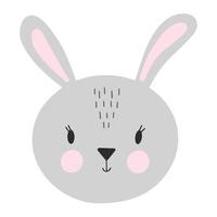 Cute baby bunny hare animal face in Scandinavian simple childish style vector