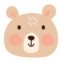 Cute baby bear animal face in Scandinavian simple childish style vector